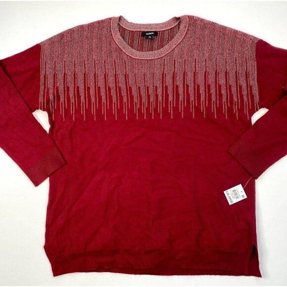 Alfani Sweater Top Small Red Ruby Metallic-Sparkle - Picture 1 of 10